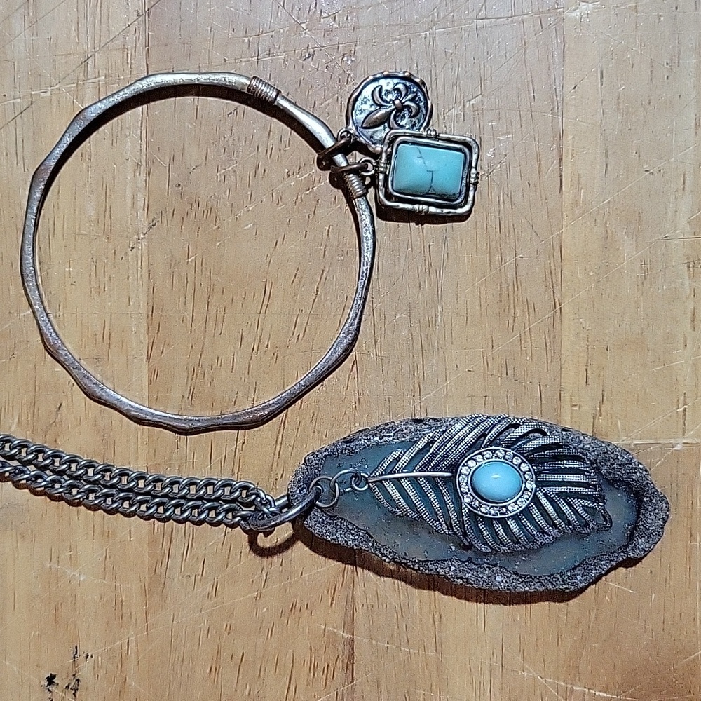 Turquoise & Silver Bangle Set - Picture 2 of 6